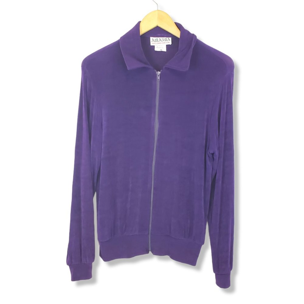 Vintage 90's Y2K Era Amanda Purple Liquid Knit Zip-up Jacket Size